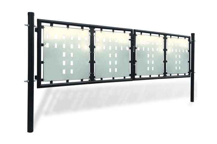 Musta Kaksiovinen Aitaportti 300 x 125 cm - Musta - Talo & remontointi - Näkösuojat & aitaukset - Portti - Portti ulos
