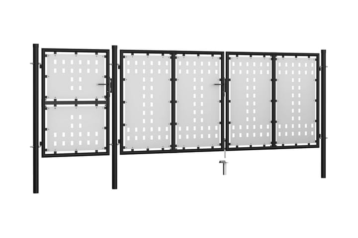 Puutarhaportti teräs 400x125 cm musta - Musta - Talo & remontointi - Näkösuojat & aitaukset - Portti - Takorautaportti & rautaportti