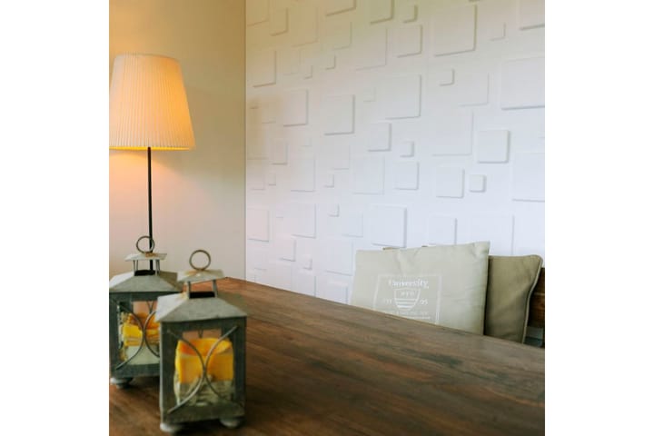 WallArt Seinäpaneelit 3D neliöt 12 kpl GA-WA09 - Valkoinen - Talo & remontointi - Rakentaminen - Lattiat & seinät & katot - Lattia & seinäpinnat