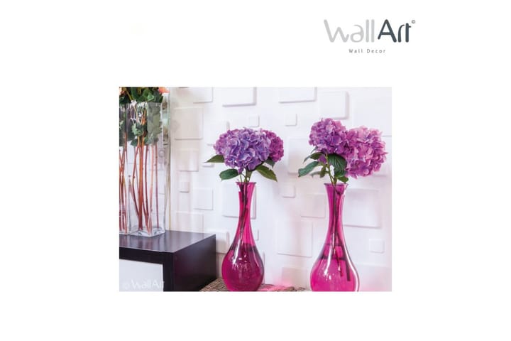 WallArt Seinäpaneelit 3D neliöt 12 kpl GA-WA09 - Valkoinen - Talo & remontointi - Rakentaminen - Lattiat & seinät & katot - Lattia & seinäpinnat