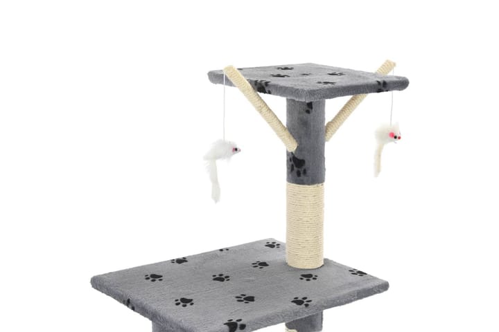 Kissan kiipeilypuu sisal-pylväillä 138cm tassunjäljet harmaa - Harmaa - Urheilu & vapaa-aika - Eläimille - Kissa - Kissojen kalusteet
