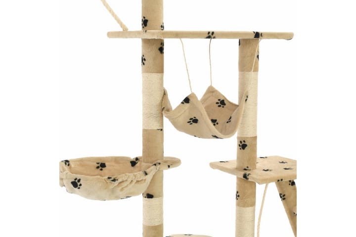 Kissan kiipeilypuu sisal-pylväillä 230-250cm tassukuvio beig - Beige - Urheilu & vapaa-aika - Eläimille - Kissa - Kissojen kalusteet