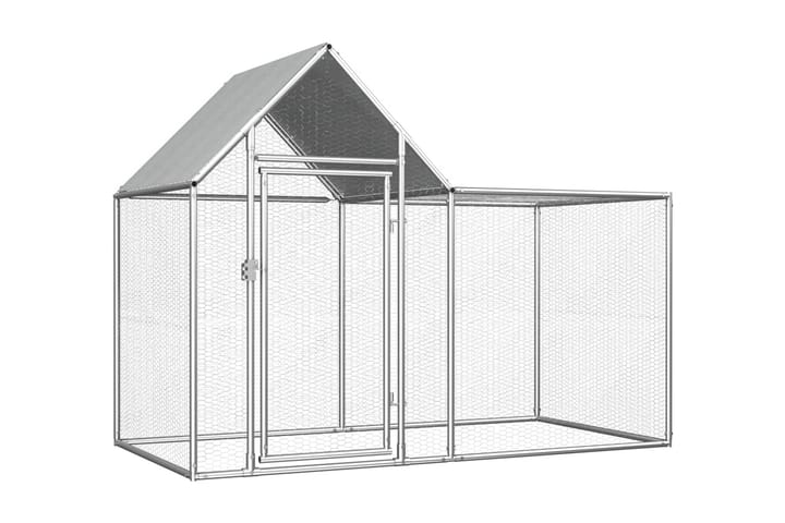 Kanahäkki 2x1x1,5 m galvanoitu teräs - Hopea - Piha & ulkoaltaat - Uima-allas, poreallas & sauna - Kylpytynnyri - Kylpytynnyrin lisäosat