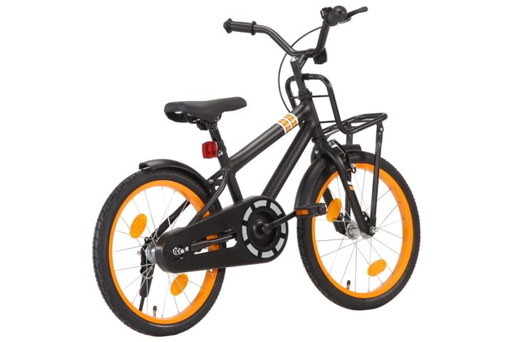 Lasten pyörä etutarakalla 18" musta ja oranssi - Urheilu & vapaa-aika - Ulkoilu - Polkupyörät