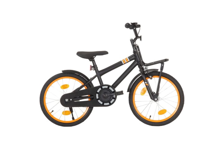 Lasten pyörä etutarakalla 18" musta ja oranssi - Urheilu & vapaa-aika - Ulkoilu - Polkupyörät