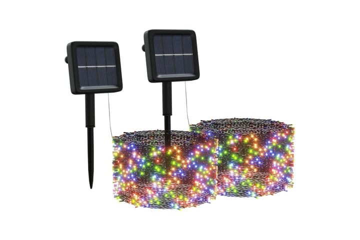 Aurinkoenergiakeijuvalot 2 kpl 2x200 LED värikäs sisä/ulko - Musta - Valaistus - Jouluvalaistus - Jouluvalot ulos