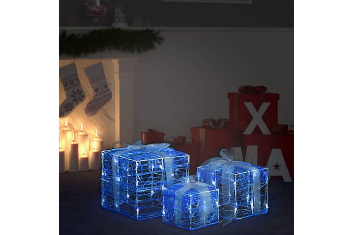 Koristeelliset joululahjalaatikot 3 kpl akryyli kylmä - Sininen - Valaistus - Jouluvalaistus - Jouluvalot ulos