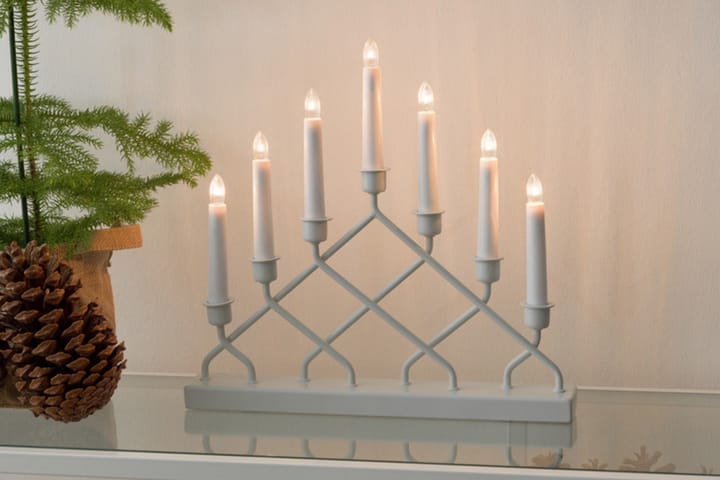 Kynttelikkö 7 kynttilää Metalli Valkoinen - Konstsmide - Valaistus - Jouluvalaistus - Jouluvalot