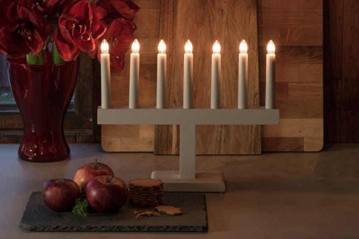 Kynttelikkö 7 kynttilää Puu Valkoinen - Konstsmide - Valaistus - Jouluvalaistus - Kyntteliköt