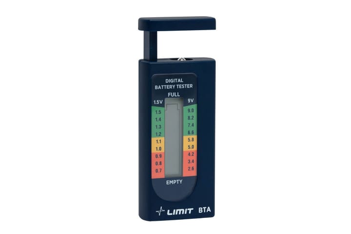 Akkutesteri Limit BTA LCD-näytöllä 1.5/9V-paristoille - Valaistus - Sähkö & energia - Akut - Akkutesteri