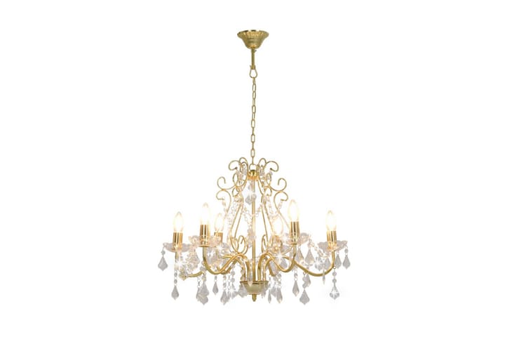 Kattokruunu kristallihelmillä kultainen pyöreä 6 x E14 - Kulta - Valaistus - Sisävalaistus & lamput - Erikoisvalaisin - Tiffanylamppu