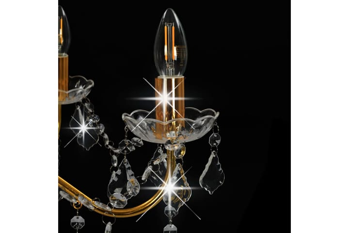 Kattokruunu kristallihelmillä kultainen pyöreä 6 x E14 - Kulta - Valaistus - Sisävalaistus & lamput - Kristallikruunut & kattokruunut