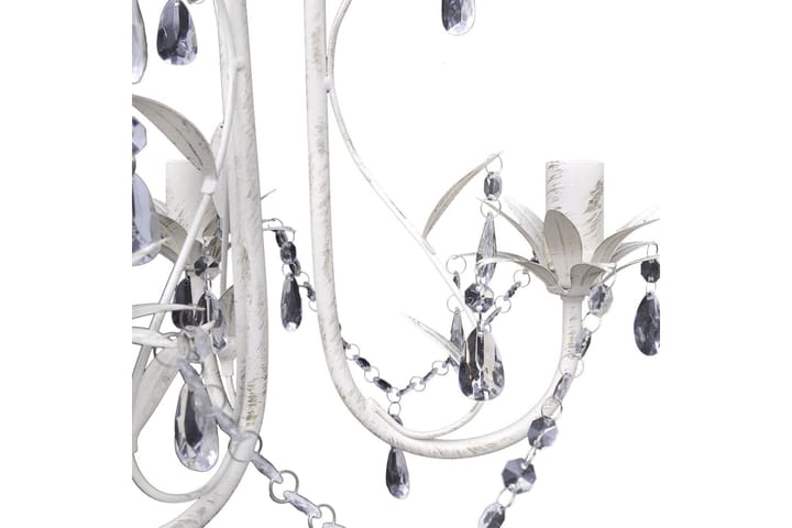 Kattokruunut kristallihelmillä 2 kpl elegantti valkoinen - Valkoinen - Valaistus - Sisävalaistus & lamput - Kristallikruunut & kattokruunut