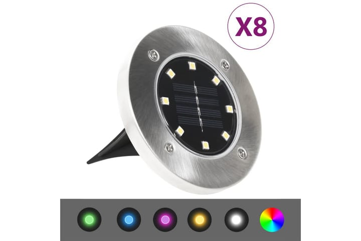 Aurinkoenergia maavalaisimet 8 kpl LED RGB värit - Valaistus - Ulkovalaistus - Maavalaistus